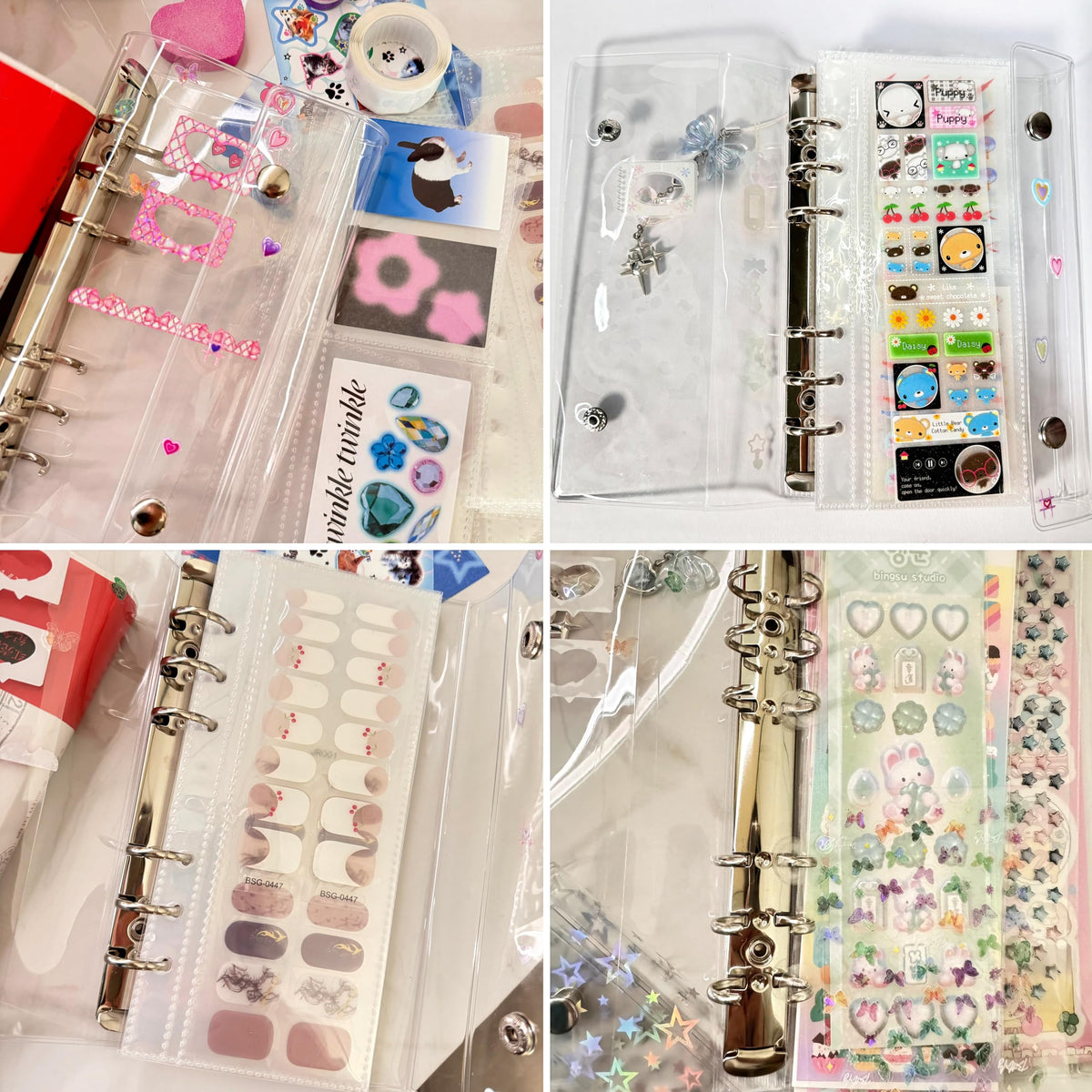 Alpengulen A6 Sticker Organizer Binder Notebook Binder for Planner Journal Scrapbook Sticker Collecting Book Double-Sided 20 Pages Planner Scrapbook (Clear, 7.7 in)