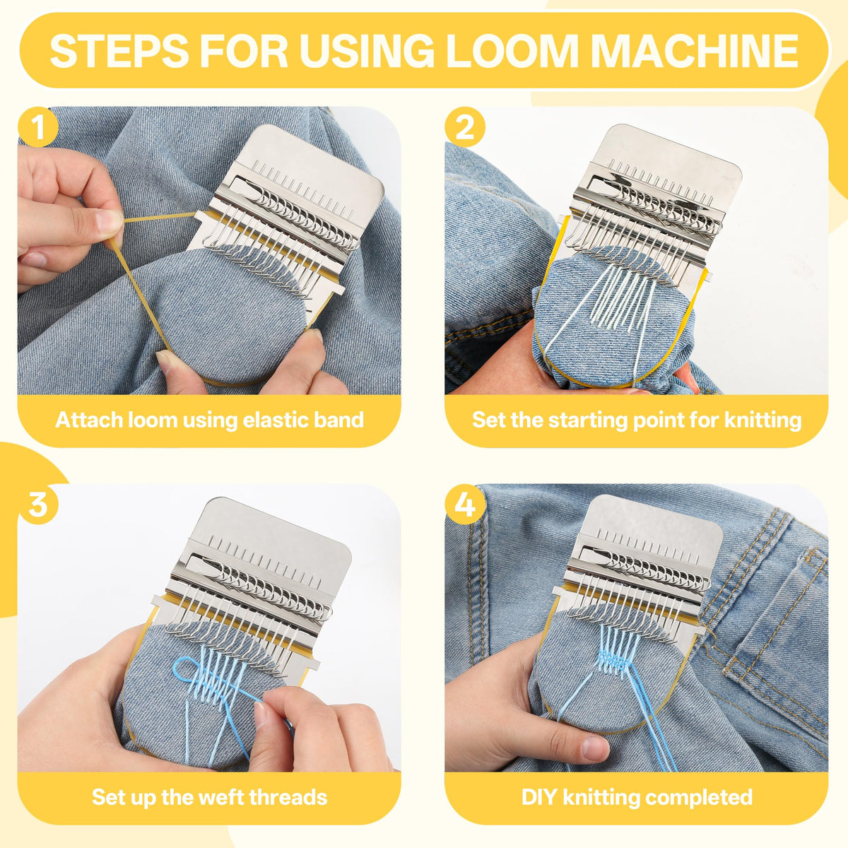 PHOXPH Mini Darning Loom Kit, Egg Knit Patch Kit, PatchMaker Mending Tool with 50 Colors Yarn, 14 Hooks, Weaving Loom for Socks, Jeans & Sweaters, Clothes Repair, Fixing Kit for Beginners (Egg Set)
