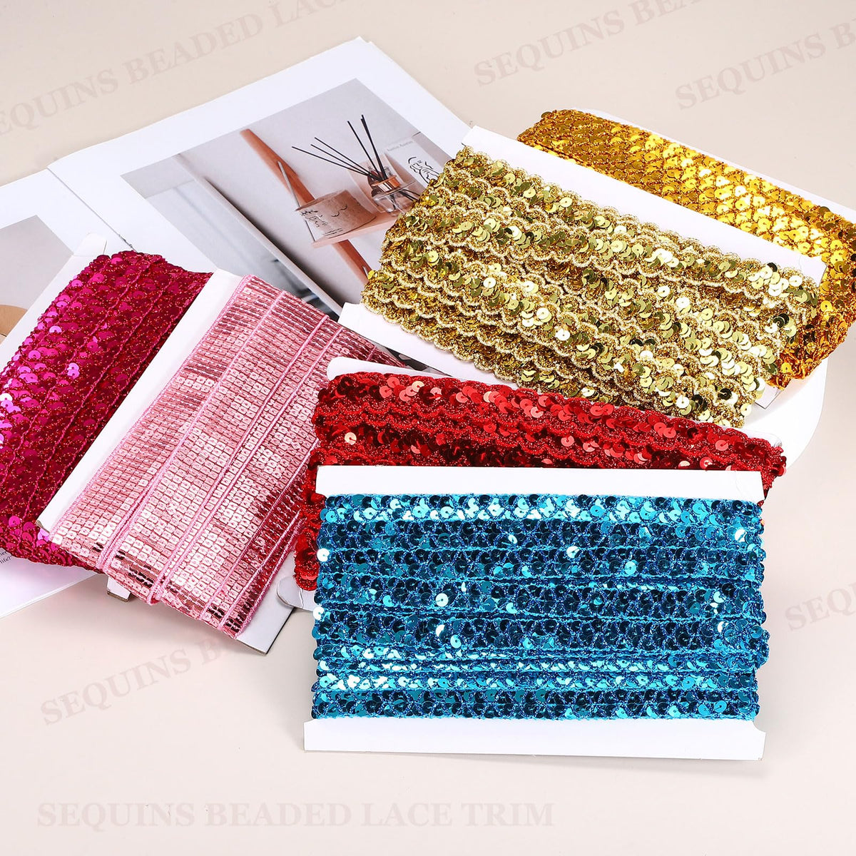 MECCANIXITY 0.9 Inch x 7 Yards Sequin Trim Silver Tone Wave Flat Sequin Braid Trim Strip Paillette Ribbon for Crafts, Embellishments, DIY Sewing Costume Decor