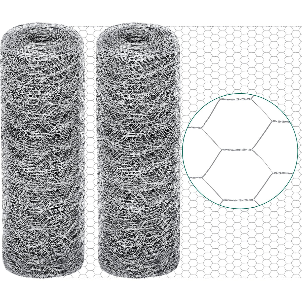 GlikCeil 12 in X 200 ft Chicken Wire Fencing Metal Floral Chicken Wire Mesh for Crafts Poultry Garden, 1 Inch Hexagonal Galvanized Hardware Cloth Netting for Poultry Coop Barrier Rabbit Cage (Silver)