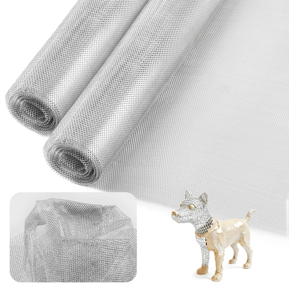 UNIFAMILY 2 Rolls Sculpting Wire Mesh,6.5FT x 16IN Aluminum Wire Mesh for Arts and Craft, Aluminum Armature Wires for Sculpting, Armature Mesh for Clay, Sculpting Craft Mesh for DIY Projects